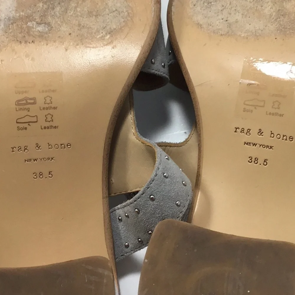 Rag & Bone Seldon Grey Suede Studded Block Heel Sandals 38.5 - Picture 10 of 15